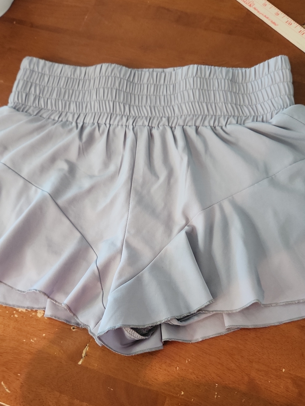 Source Unknown Light Gray Ruffled Smocked Waist Skort Shorts